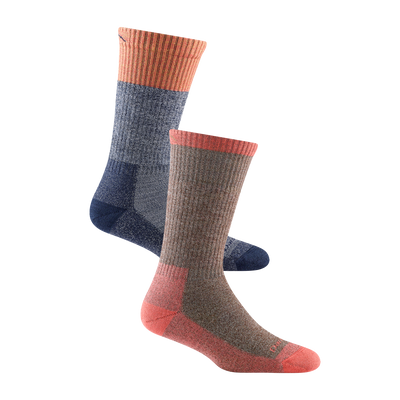2 pack bundle of the 1983 scout hiking sock in sandstone and the 1984 Nomad hiking sock in brown