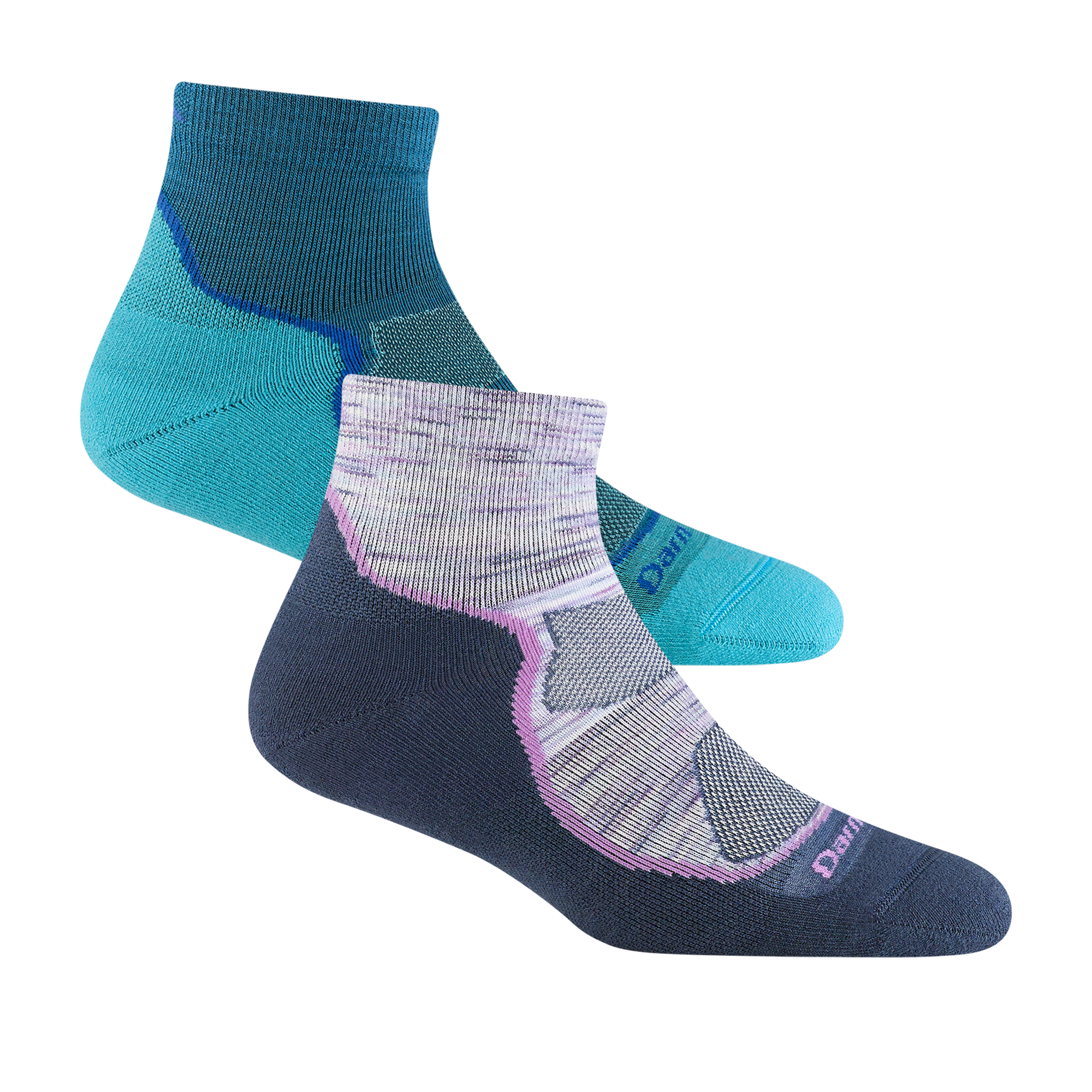 2 pack bundle including 2 pairs of the women's light hiker quarter hiking sock in cascade and cosmic purple