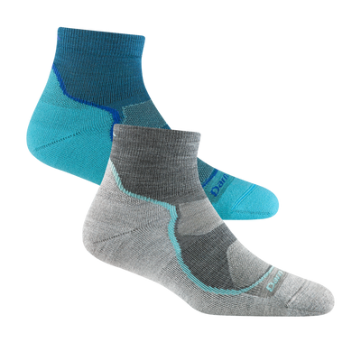 2 pack bundle including 2 pairs of the women's light hiker quarter hiking sock in slate and cascade