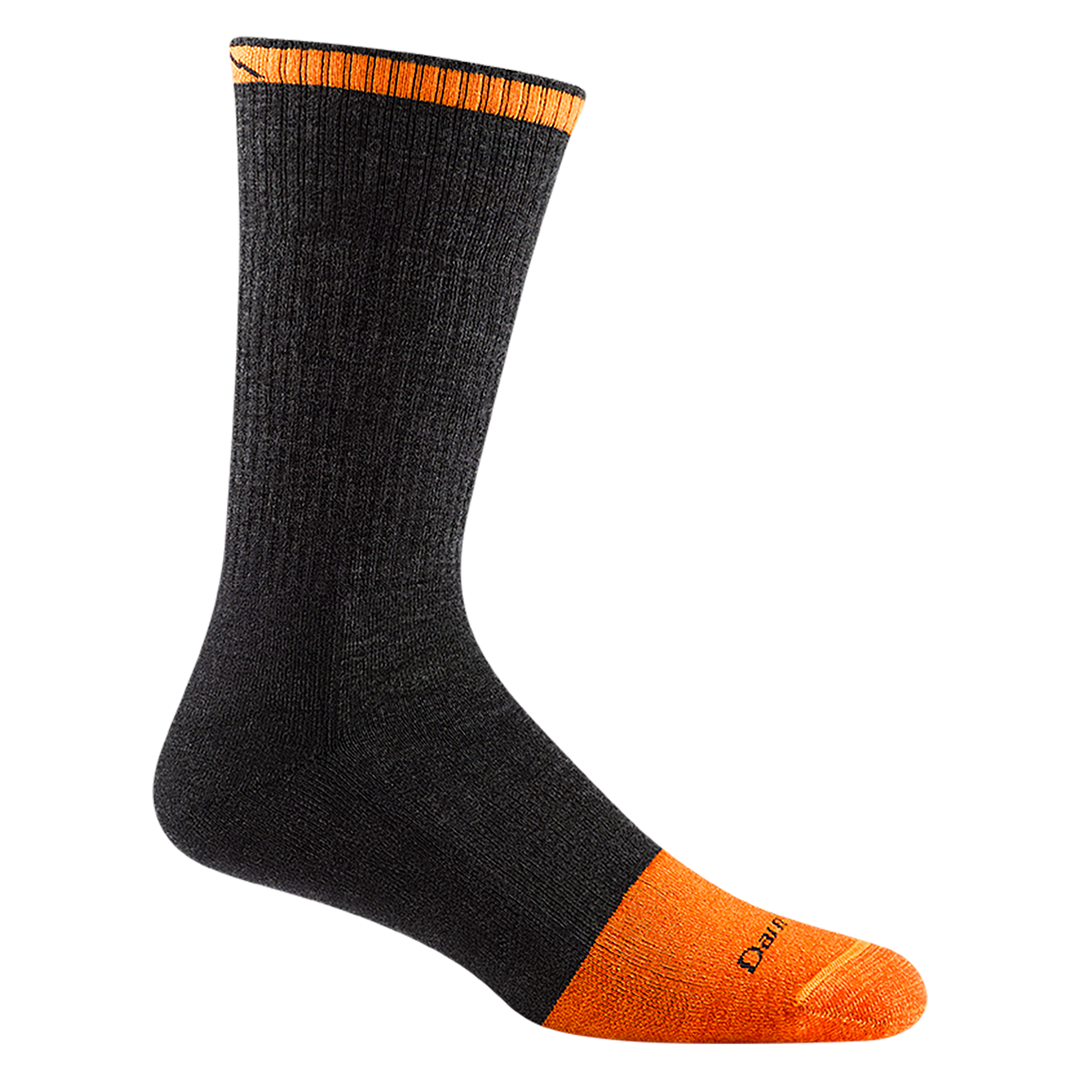 2006 Steely Boot sock in Graphite, has orange toe and cuff
