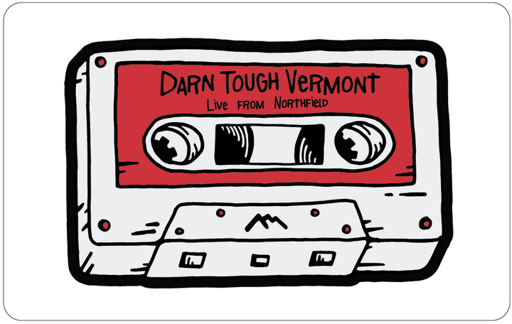 darn tough physical gift card with red cassette tape design