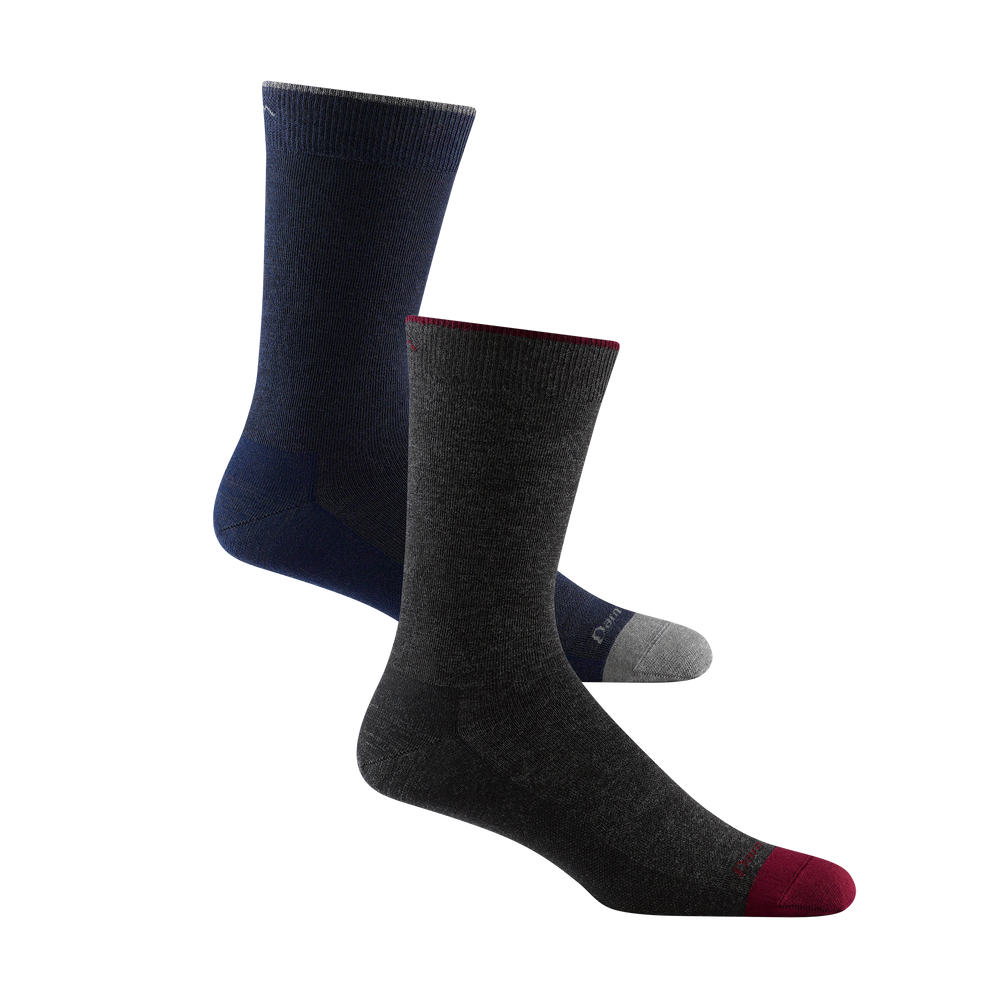 2 pack Men's solid crew in navy and charcoal side by side