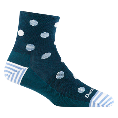 6103 women's dottie shorty lifestyle sock in dark teal with white and blue polka dots