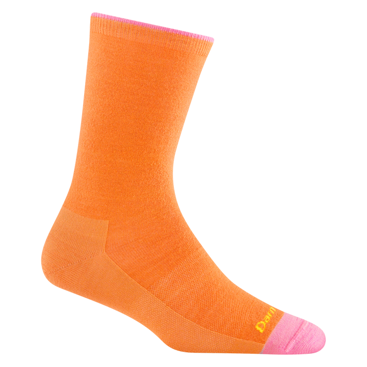 6212 women's limited edition basic crew lifestyle sock in apricot orange with light pink toe and trim accents