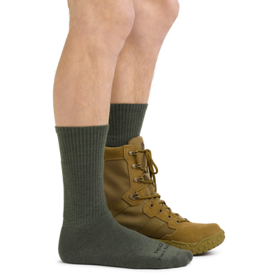 T4022 tactical socks with combat boots on foot