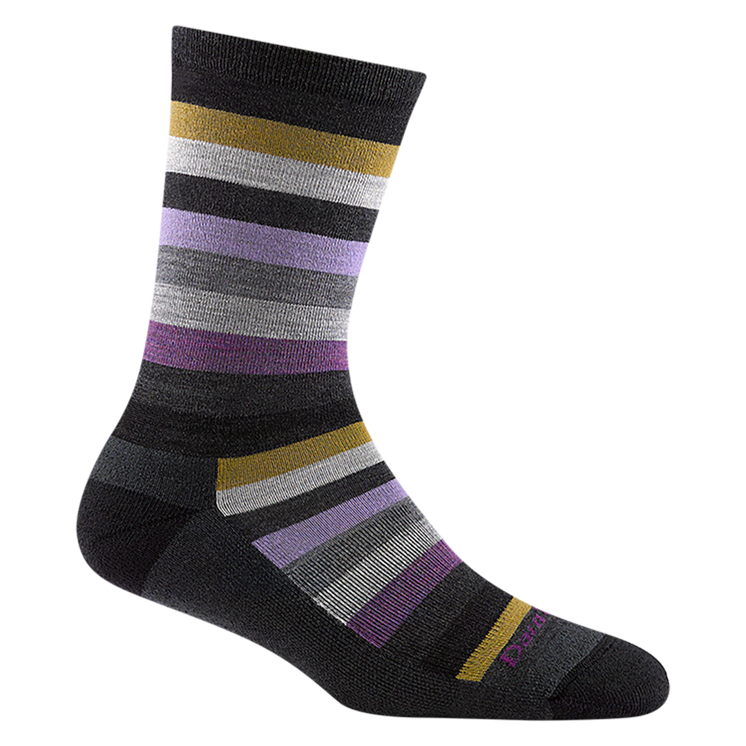 1644 women's phat witch crew lifestyle sock in gray with yellow and purple striping