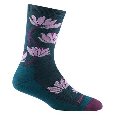 Women's Lillies Crew Lifestyle Sock in Blue and Purple